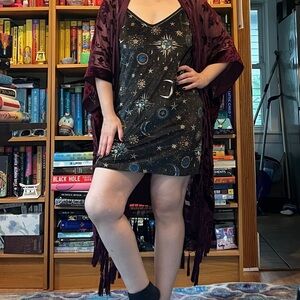 Farm Rio celestial velvet mini dress size medium